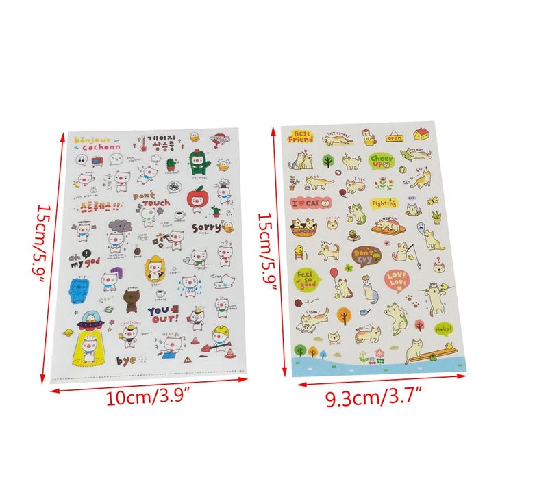 yueton 12 Sheet Cute Cartoon Transparent Calendar Diary Book Sticker Scrapbook Planner Decoration (Pig&Cat) - Image 5