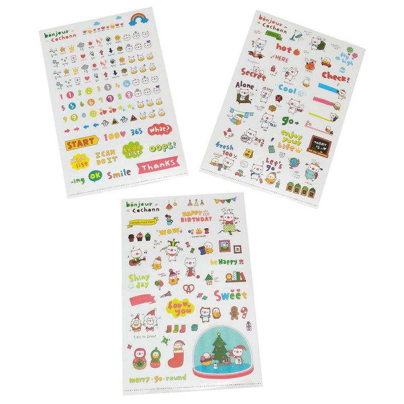 yueton 12 Sheet Cute Cartoon Transparent Calendar Diary Book Sticker Scrapbook Planner Decoration (Pig&Cat) - Image 2