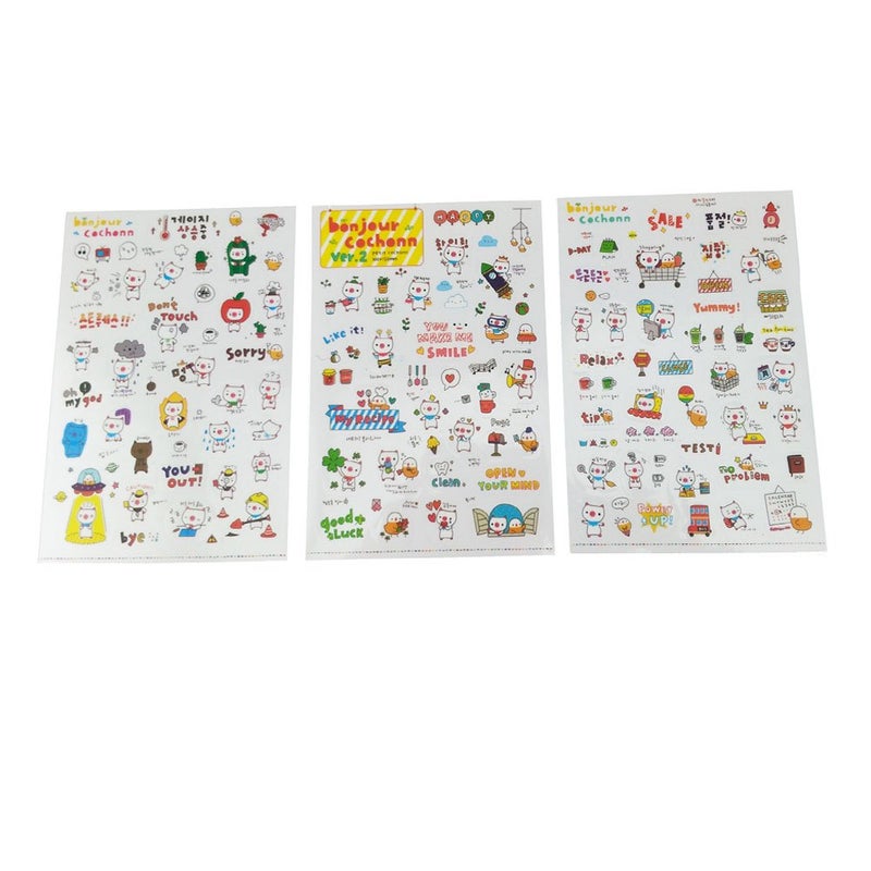 yueton 12 Sheet Cute Cartoon Transparent Calendar Diary Book Sticker Scrapbook Planner Decoration (Pig&Cat) - Image 3