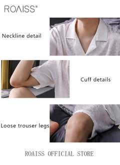 roaiss Men 2 Piece Loungewear Set   Short Sleeves & Shorts Ice Silk Pajamas   Comfortable Skin Friendly Fabric Ideal for Home & Outdoor Wear  - Image 5