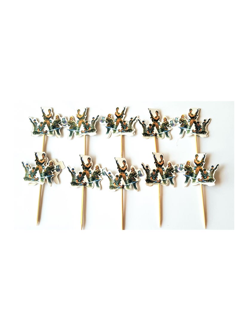 Tamona 10-Piece Fortnite CupCake Toppers - Image 1