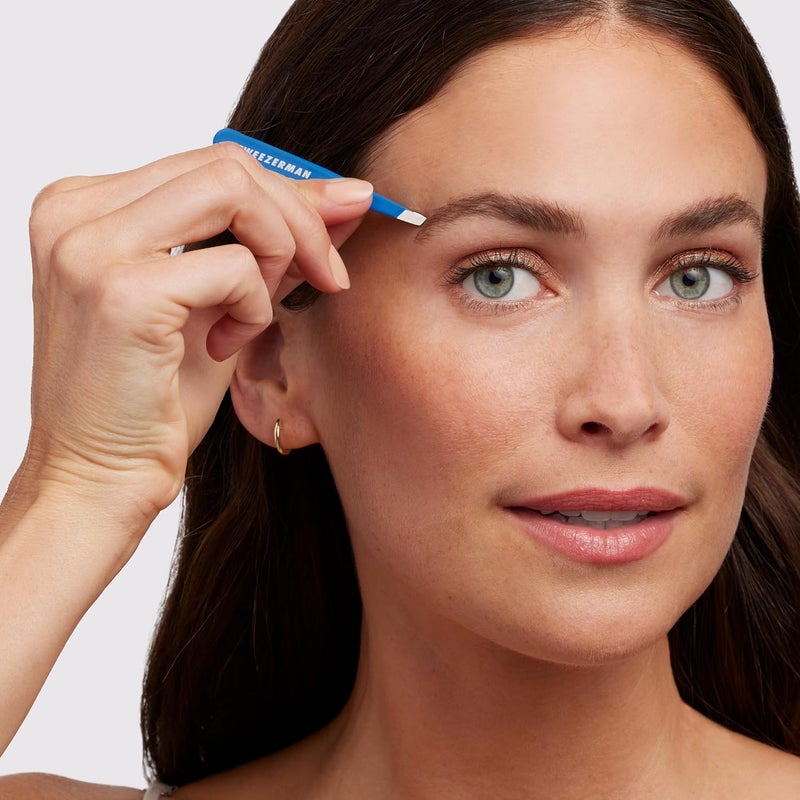 Tweezerman Mini Slant Travel Tweezers For Eyebrows, Travel Tweezers for Eyebrows, Facial Hair, Ingrown Hair (Bahama Blue) - Image 2