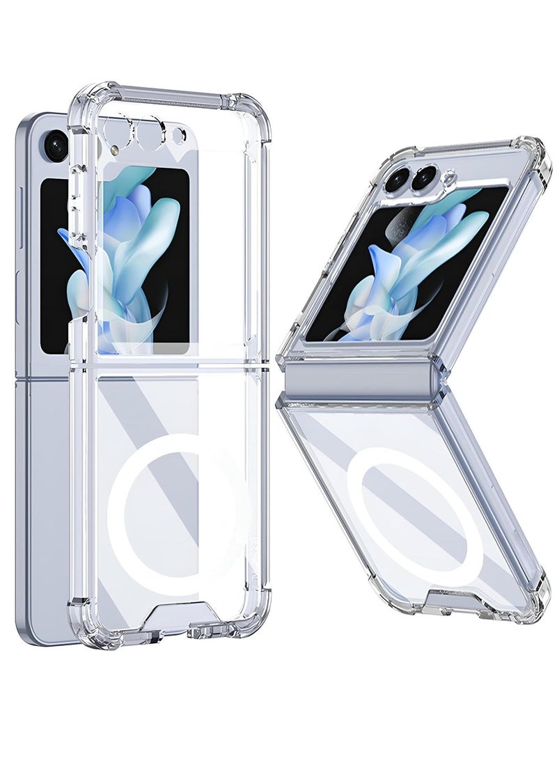 Raxoom Clear Magnetic Case for Samsung Galaxy Z Flip 5 â€“ Slim Shockproof Cover with MagSafe & Wireless Charging Compatibility - Image 1