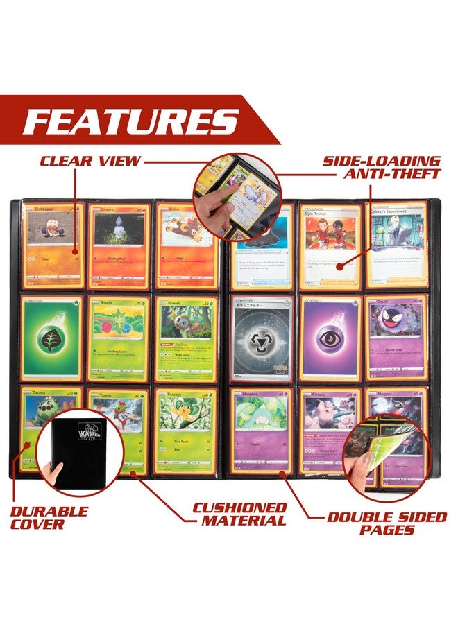 Monster Protectors Monster 9 Pocket Trading Card Binder - Matte Purple Album, Anti-Theft & Anti-Drop TCG Protection w Side Loading Padded Pockets, Double Sided, Holds 360 Cards, Sports, Gaming, Kpop, Gift  - Image 3