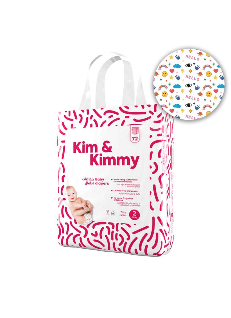 Kim & Kimmy Baby Size 2 Diapers 4 To 8Kg 72 Diapers - Image 2