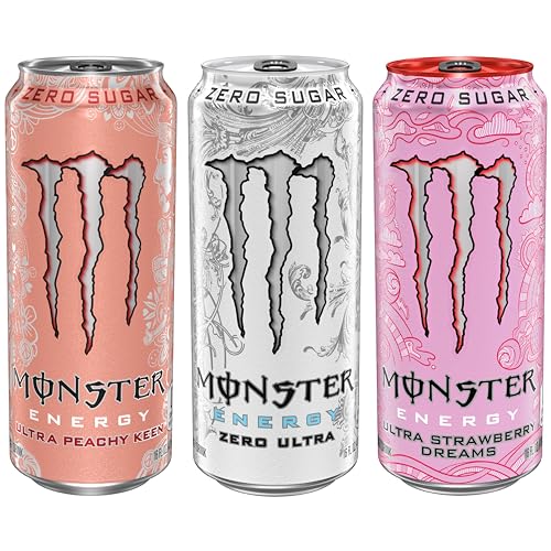 Monster Energy Ultra Variety Pack, Zero Ultra, Ultra Peachy Keen, Ultra Strawberry Dreams, Sugar Free Energy Drink, 16 Ounce (Pack of 15) - Image 3