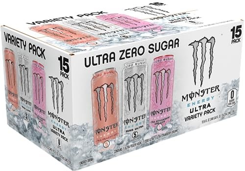 Monster Energy Ultra Variety Pack, Zero Ultra, Ultra Peachy Keen, Ultra Strawberry Dreams, Sugar Free Energy Drink, 16 Ounce (Pack of 15) - Image 2