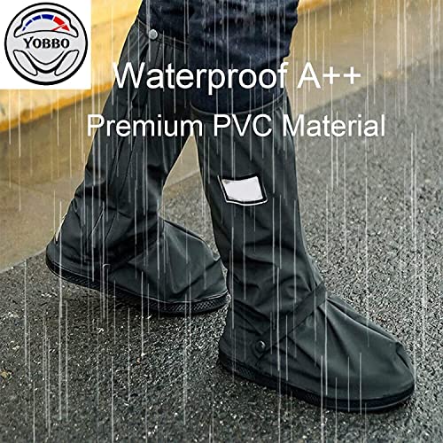 Yobbo Waterproof Shoe Cover Protector, Rainy Season Rain Gear Galoshes Overshoes Tall Boot Reusable Anti Slip Rubber Reflector for Men & Women 1-Pair Black - Image 5