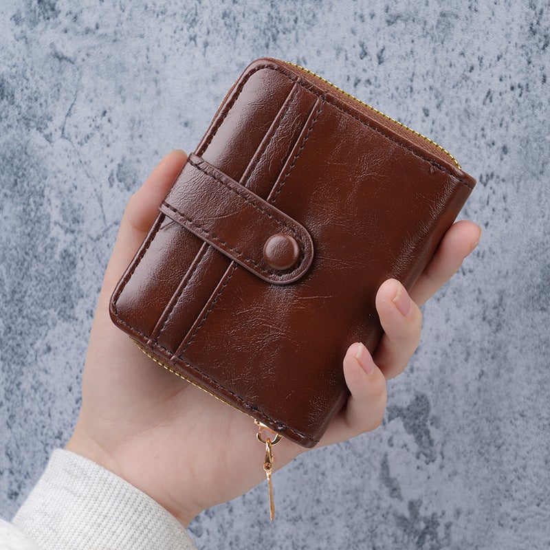 Multifunctional Solid Color PU Leather Wallet, RFID Blocking Design Portable Daily Storage Purse for Cards Cash Coin Business Use - Image 1