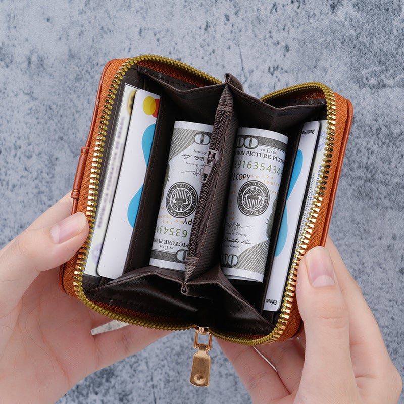 Multifunctional Solid Color PU Leather Wallet, RFID Blocking Design Portable Daily Storage Purse for Cards Cash Coin Business Use - Image 2