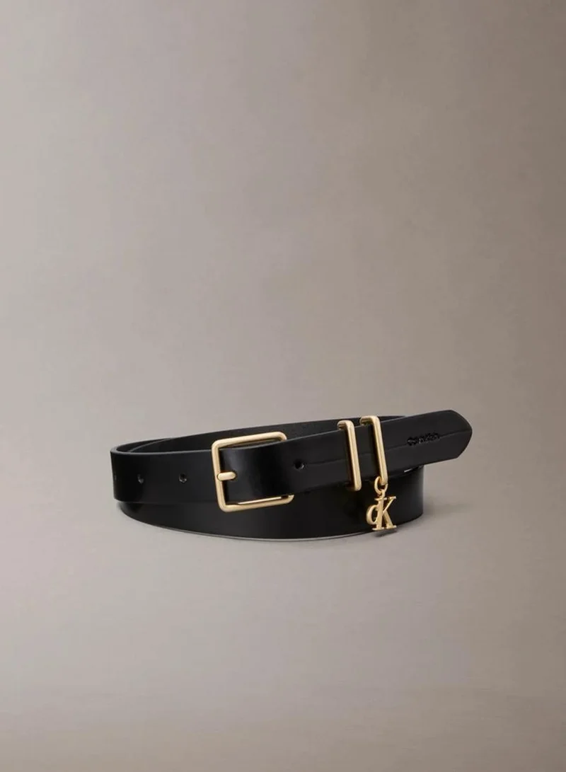 Leather Signature Logo Charm Belt