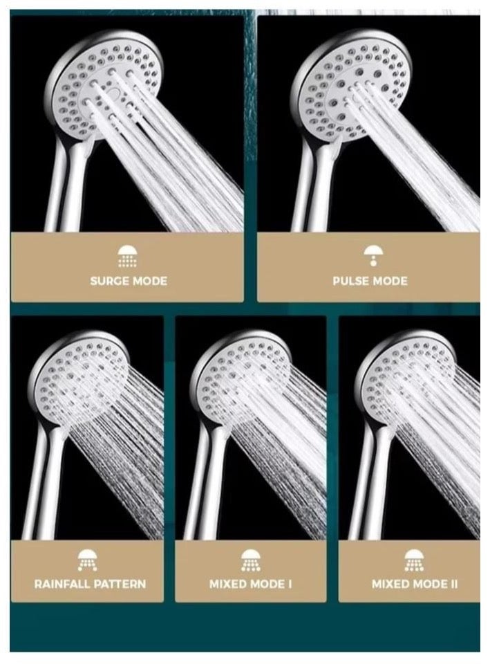 إيوا مجموعة دش محمولة متعددة الاستخدامات مع خرطوم مرن من الفولاذ المقاوم للصدأ بطول 1.5 متر وحامل ABS قابل للتعديل - تدفق مياه عالي الضغط - Image 5