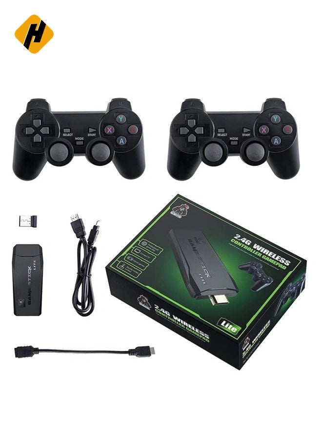 HuHa Classic M8 Game Stick 4K Game Console with Two 2.4G Wireless Gamepads Dual Players HDMI Output Built in 3500 Classic Games Compatible with Android TV/PC/Laptop/Projector  - Image 1
