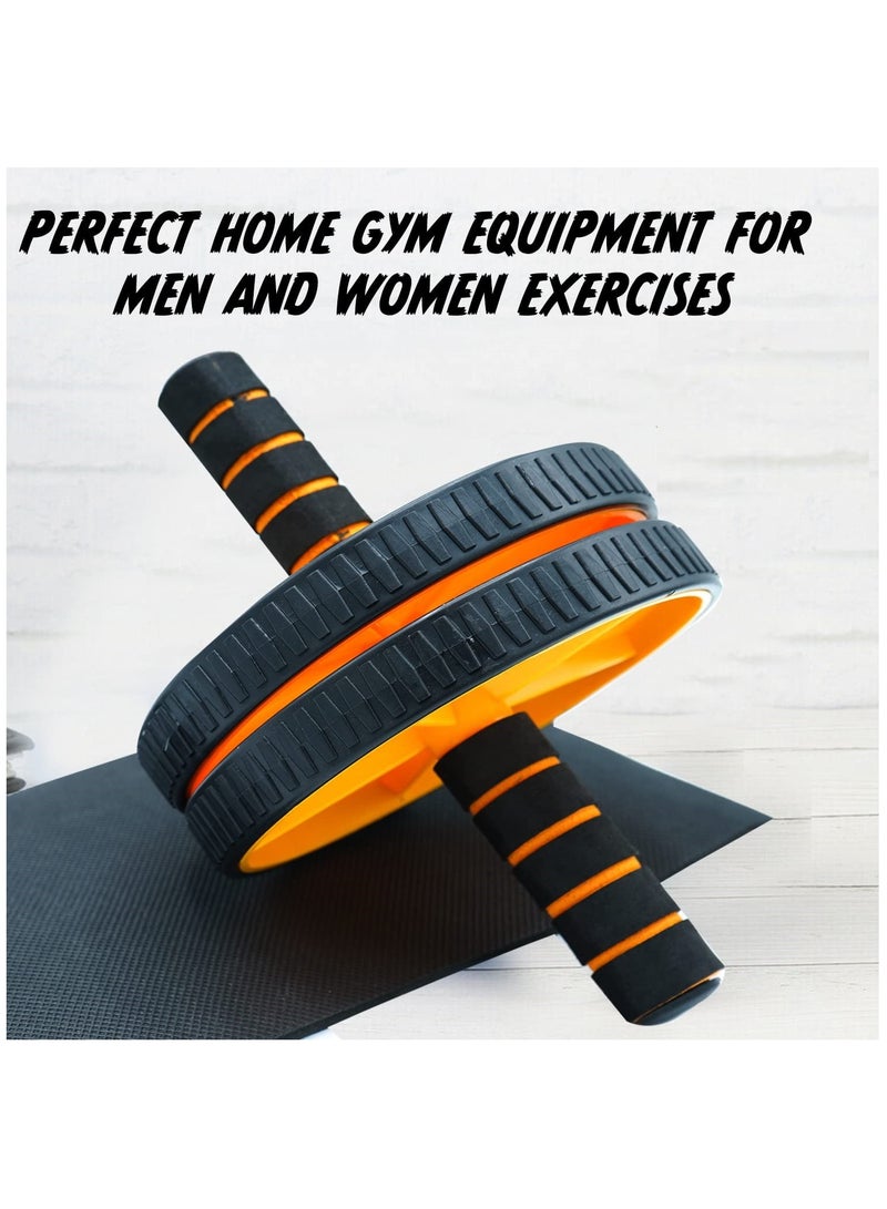 ALLKING Non-Slip Handles Double Wheel Ab Roller with Knee Mat, Abdominal Workout Equipment for Men and Women Exercise - Yellow  - Image 2