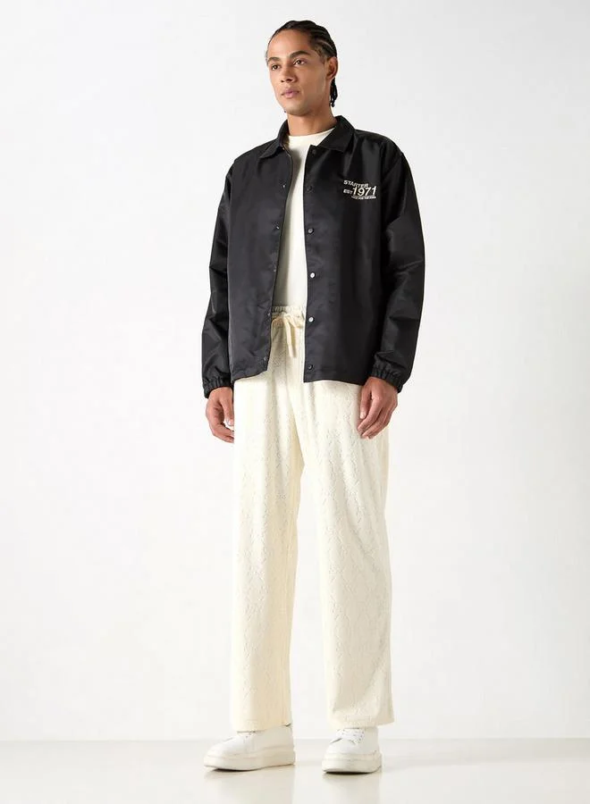 STARTER Starter All-Over Monogram Detail Track Pants with Drawstring Closure and Pockets