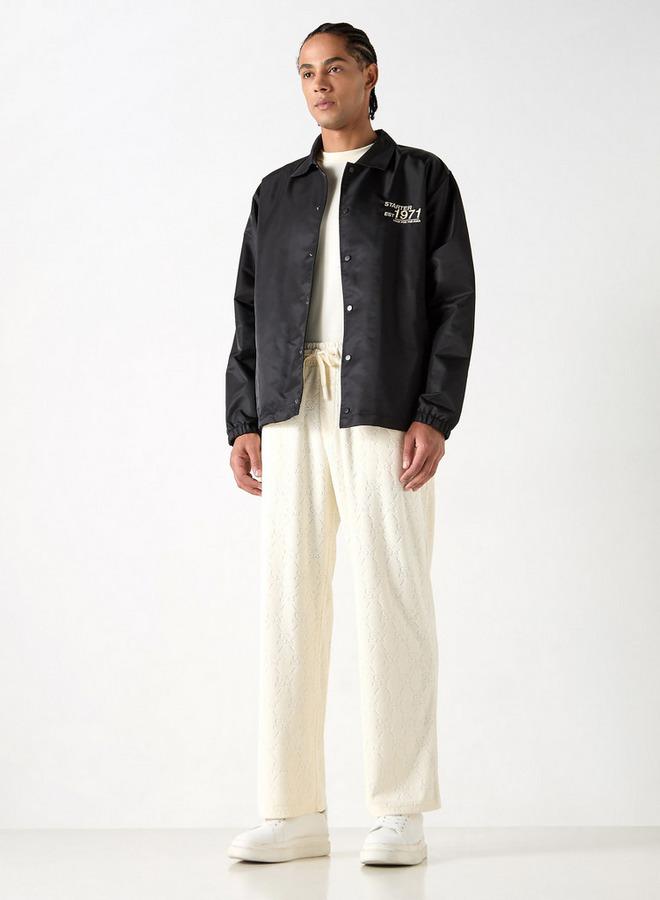 Starter All-Over Monogram Detail Track Pants with Drawstring Closure and Pockets - Image 2
