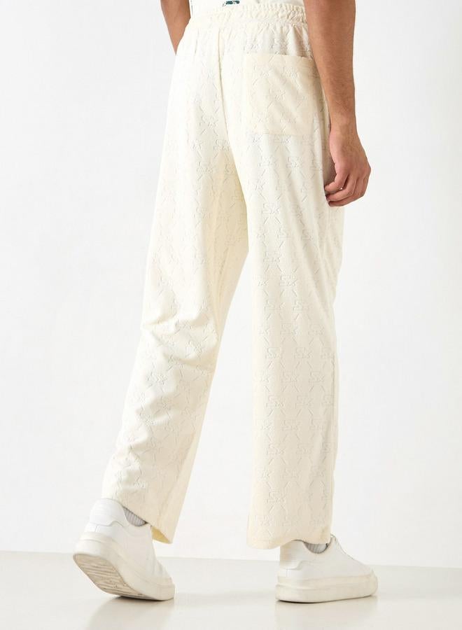 Starter All-Over Monogram Detail Track Pants with Drawstring Closure and Pockets - Image 3