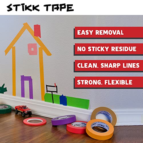 STIKK Painters Tape - 3pk Red Painter Tape - 1 inch x 60 Yards - Paint Tape for Painting, Edges, Trim, Ceilings - Masking Tape for DIY Paint Projects - Residue-Free Painting Tape - Image 5