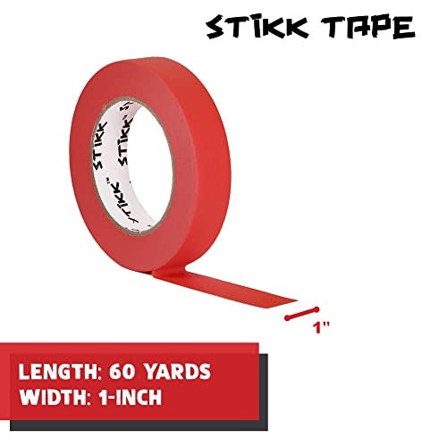 STIKK Painters Tape - 3pk Red Painter Tape - 1 inch x 60 Yards - Paint Tape for Painting, Edges, Trim, Ceilings - Masking Tape for DIY Paint Projects - Residue-Free Painting Tape - Image 2
