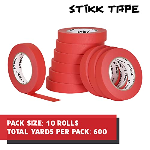 STIKK Painters Tape - 3pk Red Painter Tape - 1 inch x 60 Yards - Paint Tape for Painting, Edges, Trim, Ceilings - Masking Tape for DIY Paint Projects - Residue-Free Painting Tape - Image 3