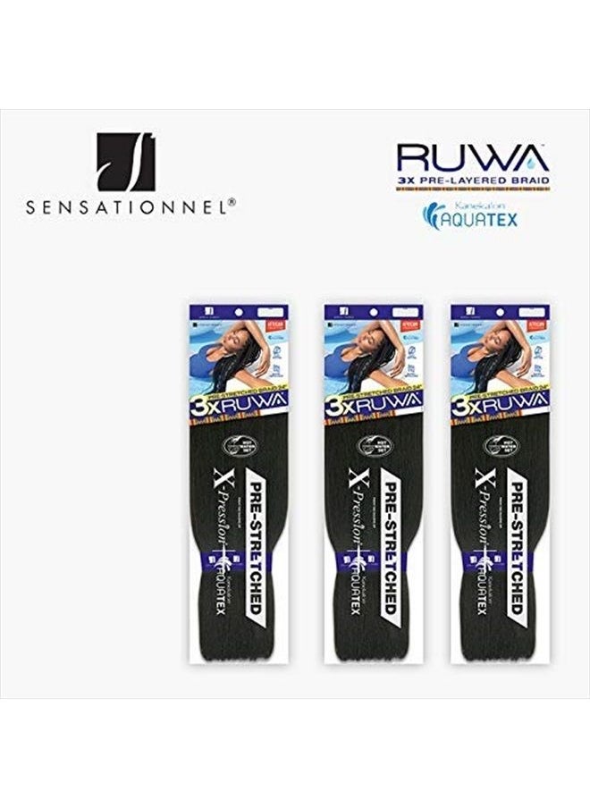 Sensationnel Braids - Sensationnel Synthetic Hair Braids X-Pression 3X RUWA PRE-STRETCHED Braid 24" (3 Pack, 1B) - Image 1