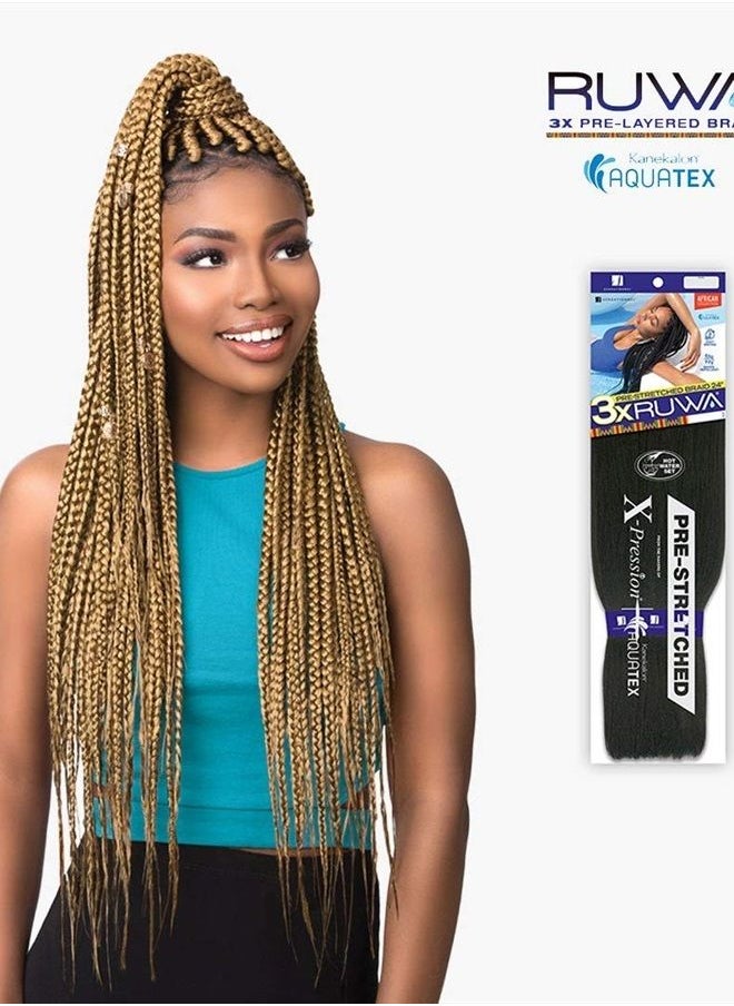 Sensationnel Braids - Sensationnel Synthetic Hair Braids X-Pression 3X RUWA PRE-STRETCHED Braid 24" (3 Pack, 1B) - Image 1