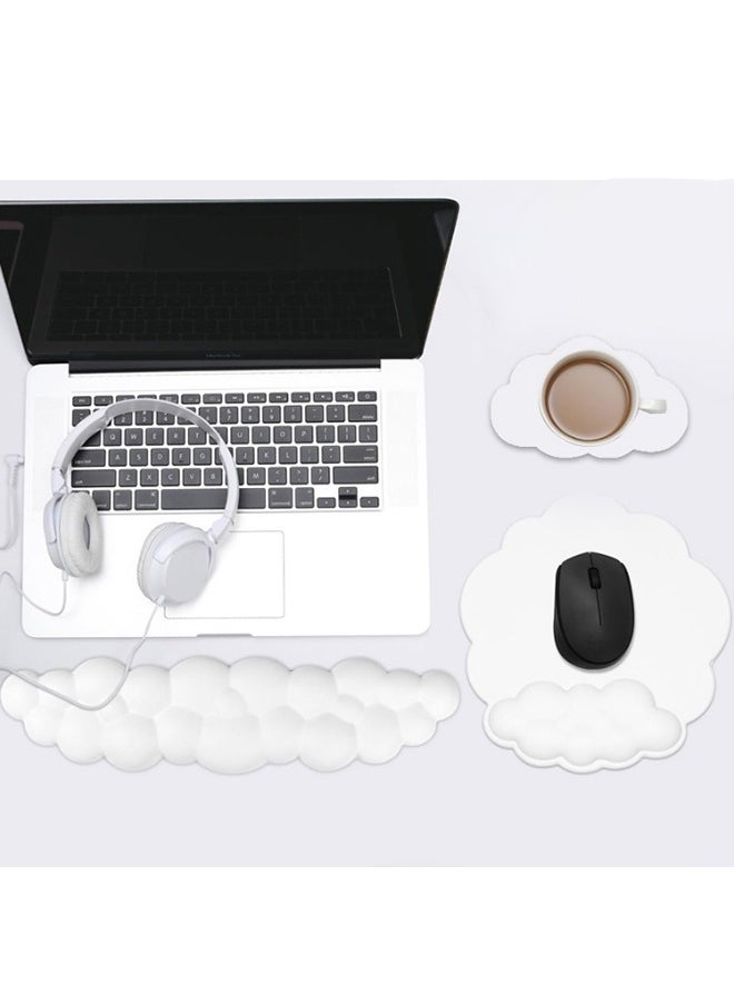 Hihonor Wrist Pad for Keyboard and Mouse - Comfortable Wrist Rest Support Gaming Desk Pad - Cushion Memory Foam pad for Home, Office - Computer, Laptop -(Pack of 3 - White)  - Image 1
