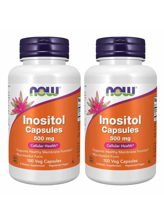 Now Foods 500 mg Inositol, 100 Capsules - Pack of 2 - Image 1