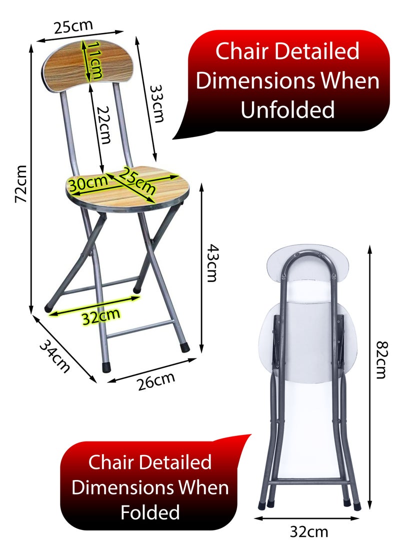 DBLEW - Set Of Foldable Wooden Square Table And 2 Folding Chairs Seats Metal Frame For Breakfast Computer Laptop Desk Office Workstation Kitchen Balcony Home Dining Outdoor Picnic Beach Desert Camping - Image 1