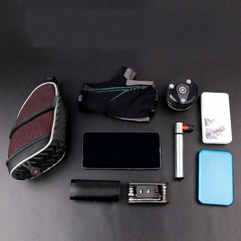 wheel up Bike Saddle Bag: Black Waterproof Polyester Bag - Reflective Strip & Easy Attach Design, No Rattle Lightweight Storage Pouch for Mountain Road Bike Cycling Essentials - Image 4