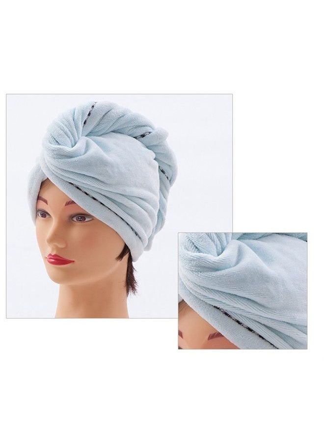 CC CAIHONG Microfiber Hair Towel Wraps for Women [2 Pack] Quick Dry Anti-frizz Head Turban with Button for Long Thick & Curly Hair, Super Absorbent Soft - (Blue & Pink)  - Image 2