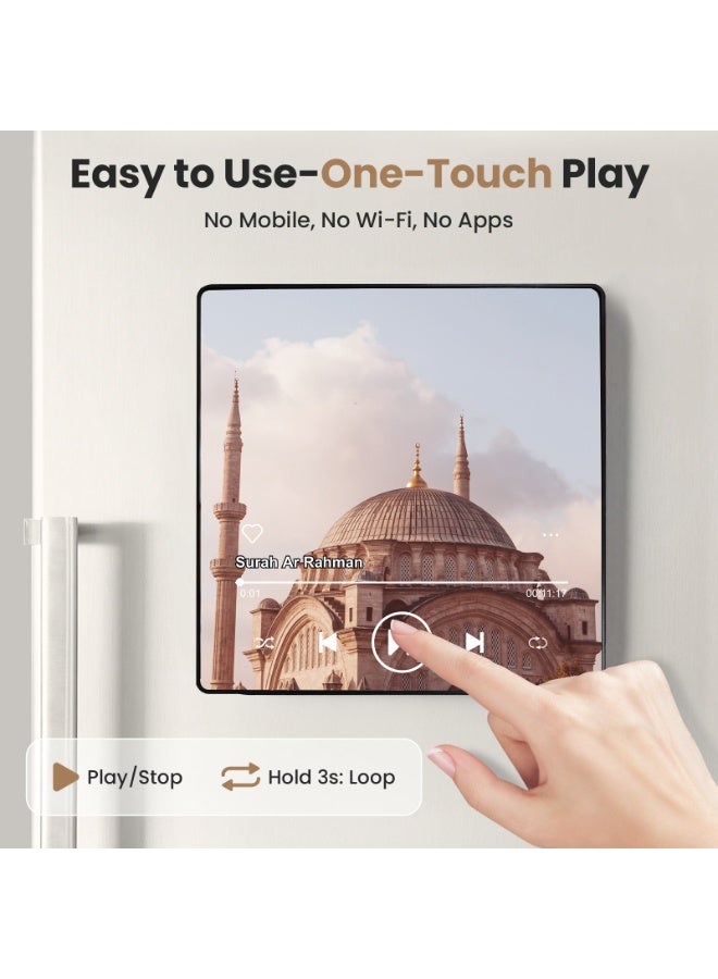 أنغولا باندا مكبر صوت مغناطيس للقرآن الكريم للثلاجة - مشغل سورة محمل مسبقا مع تلاوات إسلامية ، مغناطيسي محمول ، USB-C قابل لإعادة الشحن ، تحكم باللمس ، هدايا رمضان والعيد ، هدايا إسلامية (سورة البقرة) - Image 2