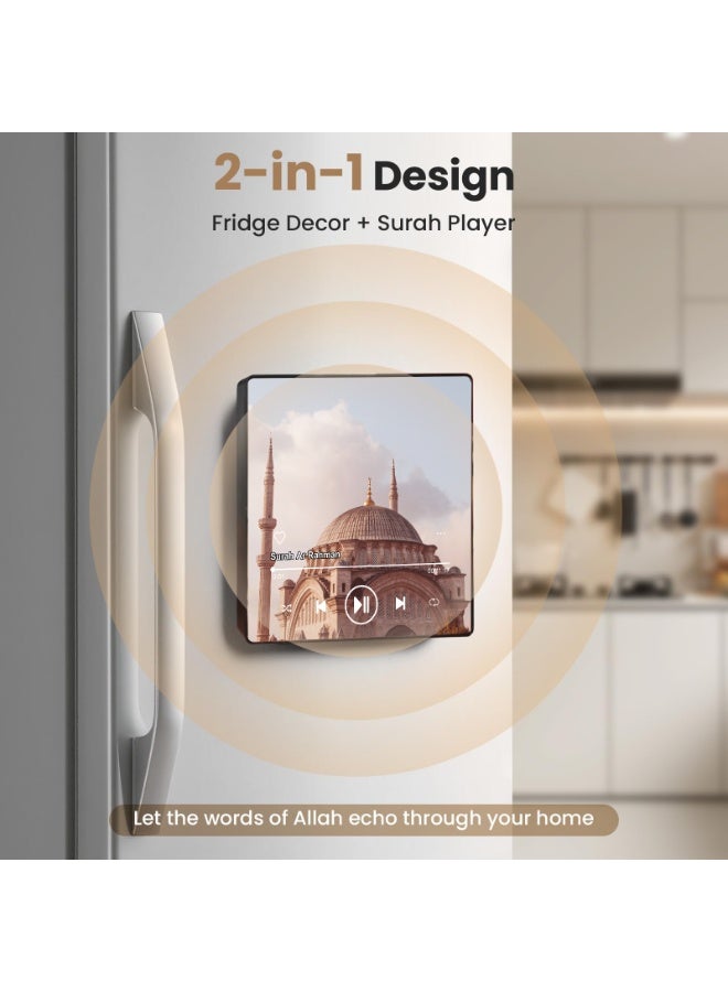 أنغولا باندا مكبر صوت مغناطيس للقرآن الكريم للثلاجة - مشغل سورة محمل مسبقا مع تلاوات إسلامية ، مغناطيسي محمول ، USB-C قابل لإعادة الشحن ، تحكم باللمس ، هدايا رمضان والعيد ، هدايا إسلامية (سورة البقرة) - Image 3