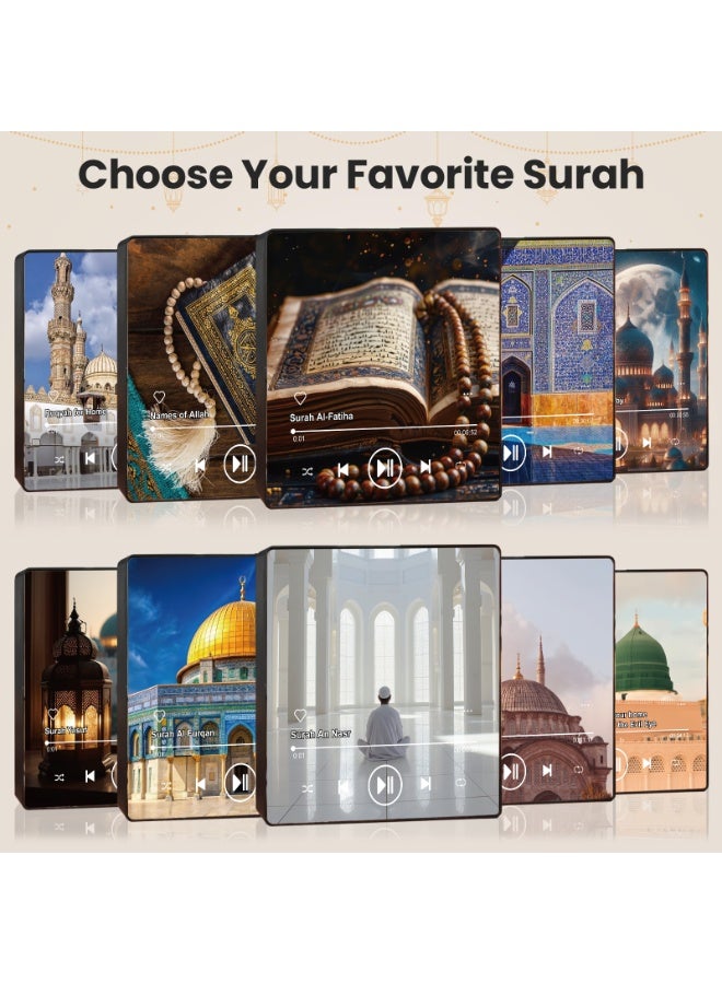 أنغولا باندا مكبر صوت مغناطيس للقرآن الكريم للثلاجة - مشغل سورة محمل مسبقا مع تلاوات إسلامية ، مغناطيسي محمول ، USB-C قابل لإعادة الشحن ، تحكم باللمس ، هدايا رمضان والعيد ، هدايا إسلامية (سورة البقرة) - Image 4