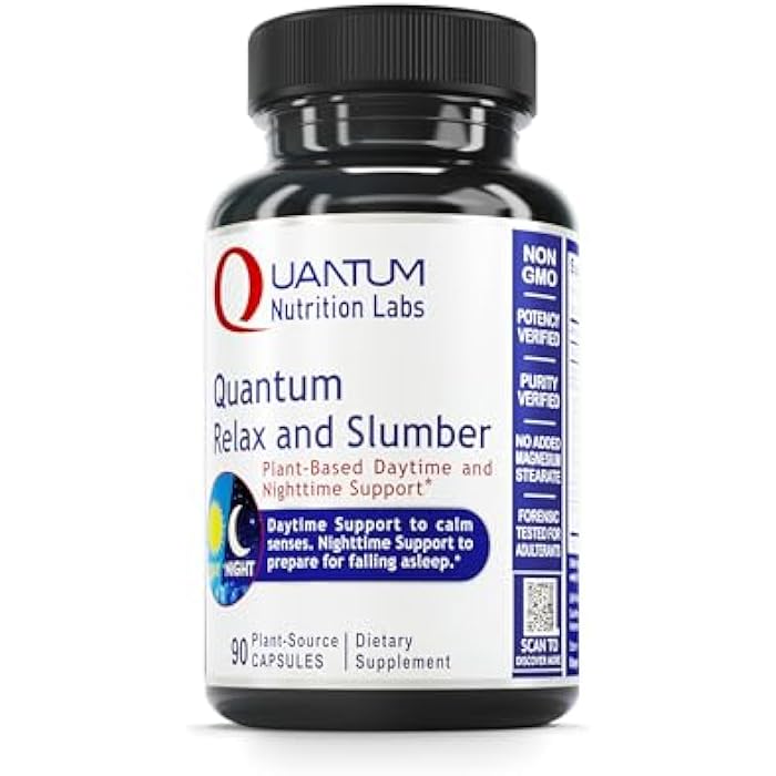 Quantum Nutrition Labs Quantum Relax and Slumber - Sleep Supplement with Magnesium Malate & L-Theanine, Natural Calm Complex with Lemon Balm & Valerian Root for Women & Men - 90 Capsules - Image 1