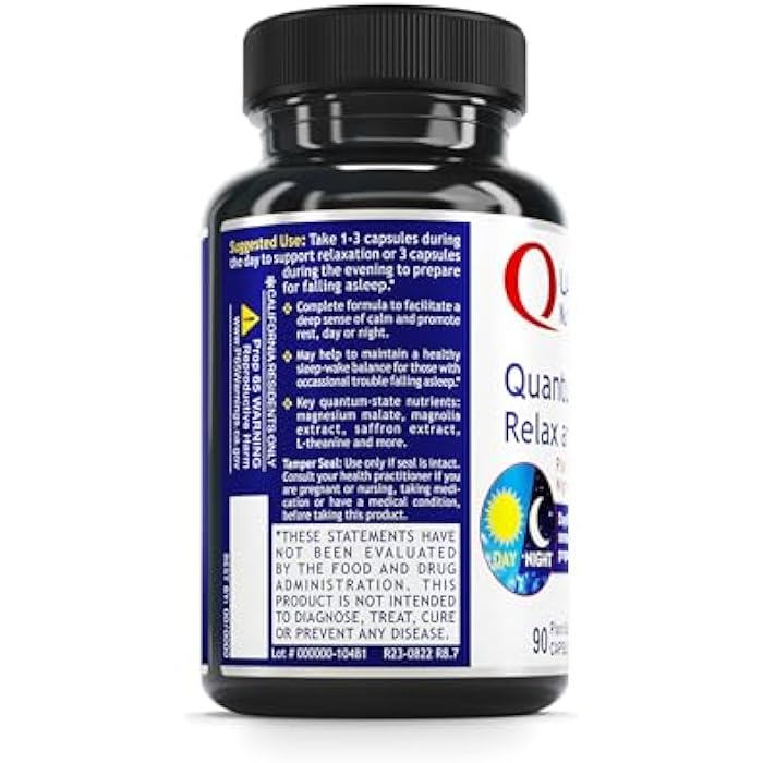 Quantum Nutrition Labs Quantum Relax and Slumber - Sleep Supplement with Magnesium Malate & L-Theanine, Natural Calm Complex with Lemon Balm & Valerian Root for Women & Men - 90 Capsules - Image 3