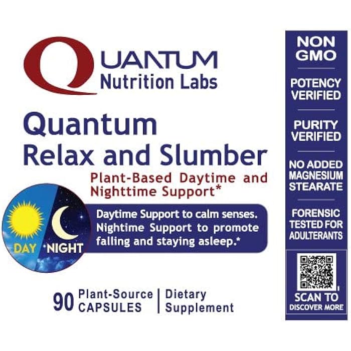 Quantum Nutrition Labs Quantum Relax and Slumber - Sleep Supplement with Magnesium Malate & L-Theanine, Natural Calm Complex with Lemon Balm & Valerian Root for Women & Men - 90 Capsules - Image 4