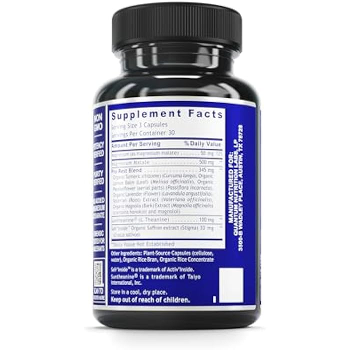 Quantum Nutrition Labs Quantum Relax and Slumber - Sleep Supplement with Magnesium Malate & L-Theanine, Natural Calm Complex with Lemon Balm & Valerian Root for Women & Men - 90 Capsules - Image 2