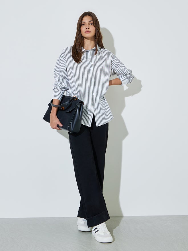 Styli White Striped Oversized Casual Shirt - Image 2