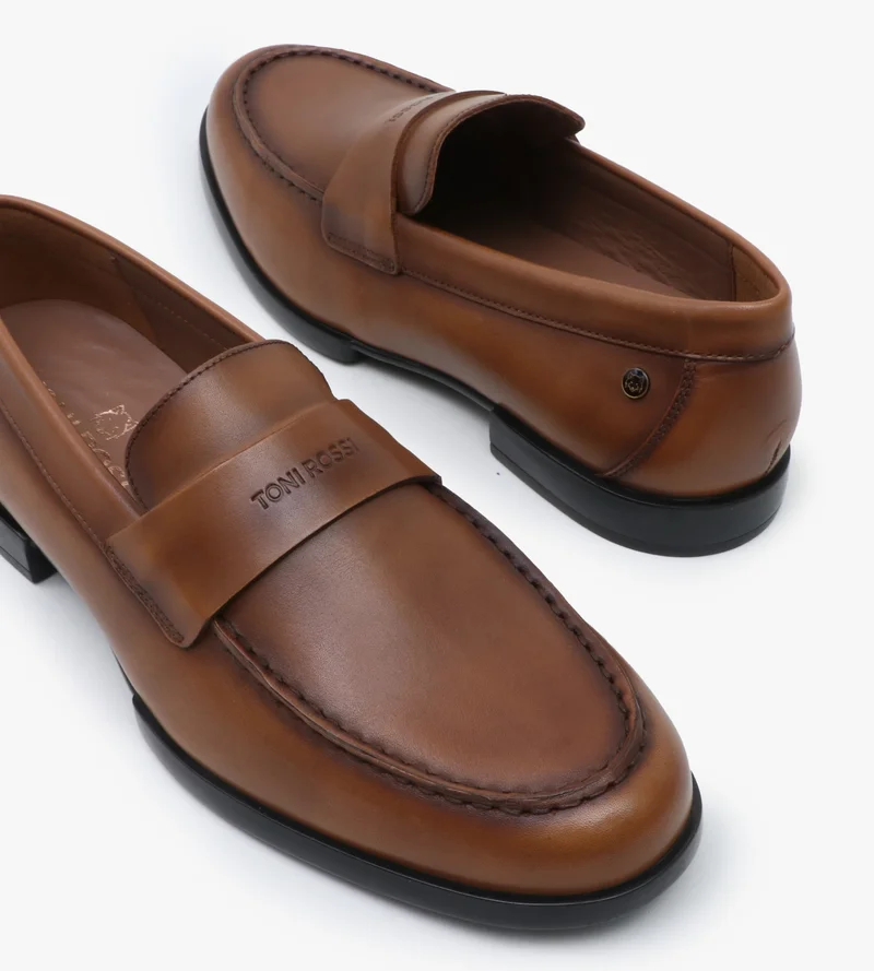 TONI ROSSI Button Casual Men’s Leather Loafers