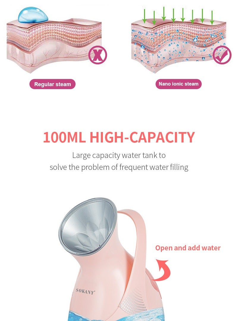 sokany Facial Sauna Humidifier, Domestic Sauna Steam Engine Nano Ion Facial Steam Device, Model ZJ-6580-BFD, Suitable For Pore Cleaning, Whitening, Blackheads Removal, Skin Care - Clogging: British Standard - Image 4