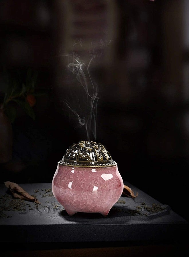 Visen Ceramic Incense Burner with Calabash Incense Holder, 3 in 1 Stick or Cone Coil Incense Burner, Brass Lid for Yoga Spa Meditation - Image 4