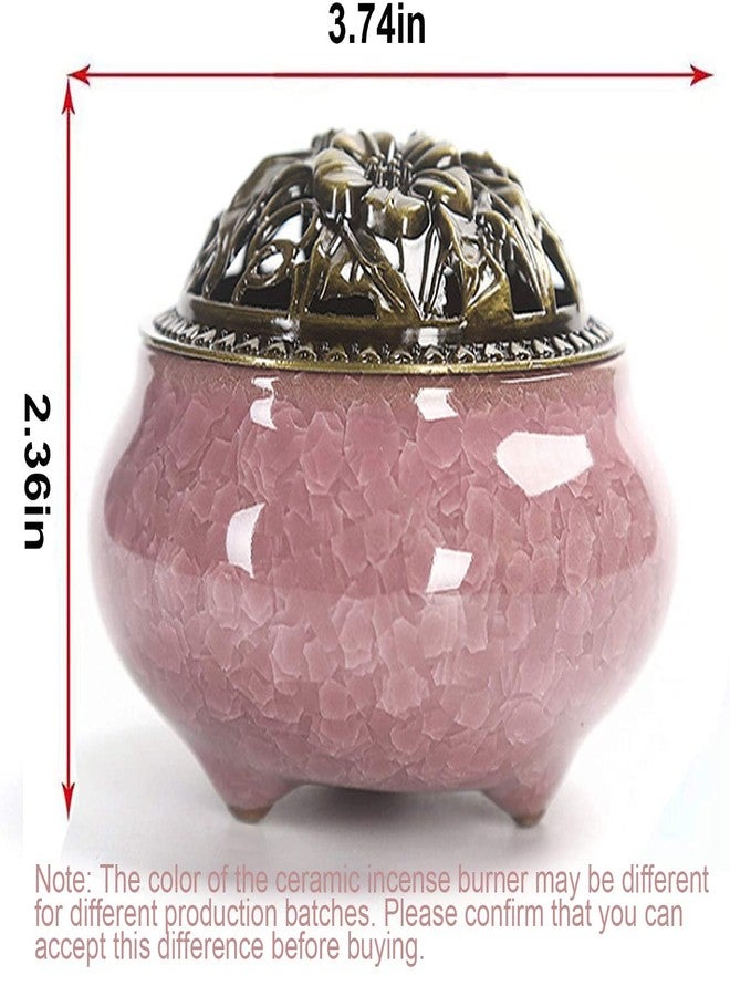 Visen Ceramic Incense Burner with Calabash Incense Holder, 3 in 1 Stick or Cone Coil Incense Burner, Brass Lid for Yoga Spa Meditation - Image 2