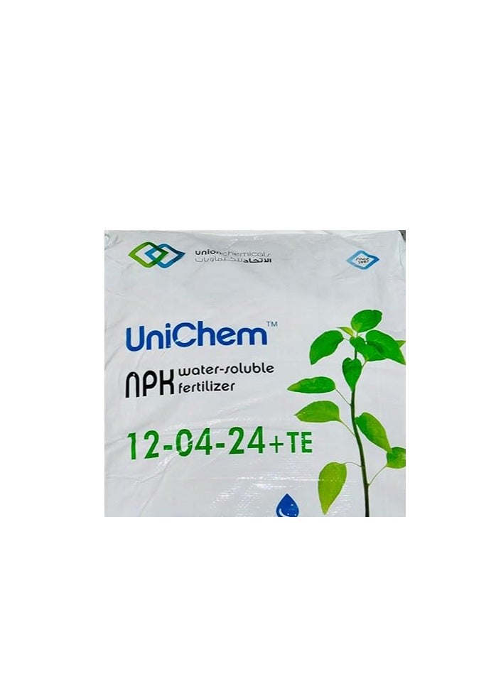 Unicheme ® NPK Fertilizer, Nitrogen, Phosphorous, Potassium | Water soulble | Made in UAE, No.1 choice in UAE, Formula 12-04-24 +TE | farmers choice | Fruits, leaves, vegetables, fruits (1 kg)