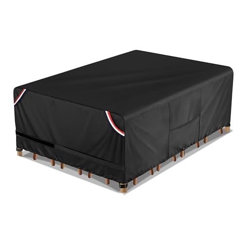 KylinLucky Patio Furniture Table Covers Waterproof 600D Heavy Duty 108 x 82 inch AllWeather Outdoor Dining Set Cover for 9ft x 6ft Table and Chairs
