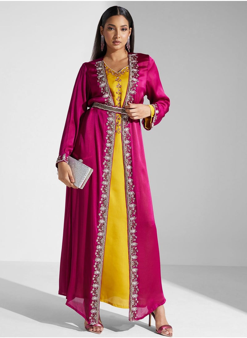 KASHKHA - Embroidered Belted Jalabiya - Image 1
