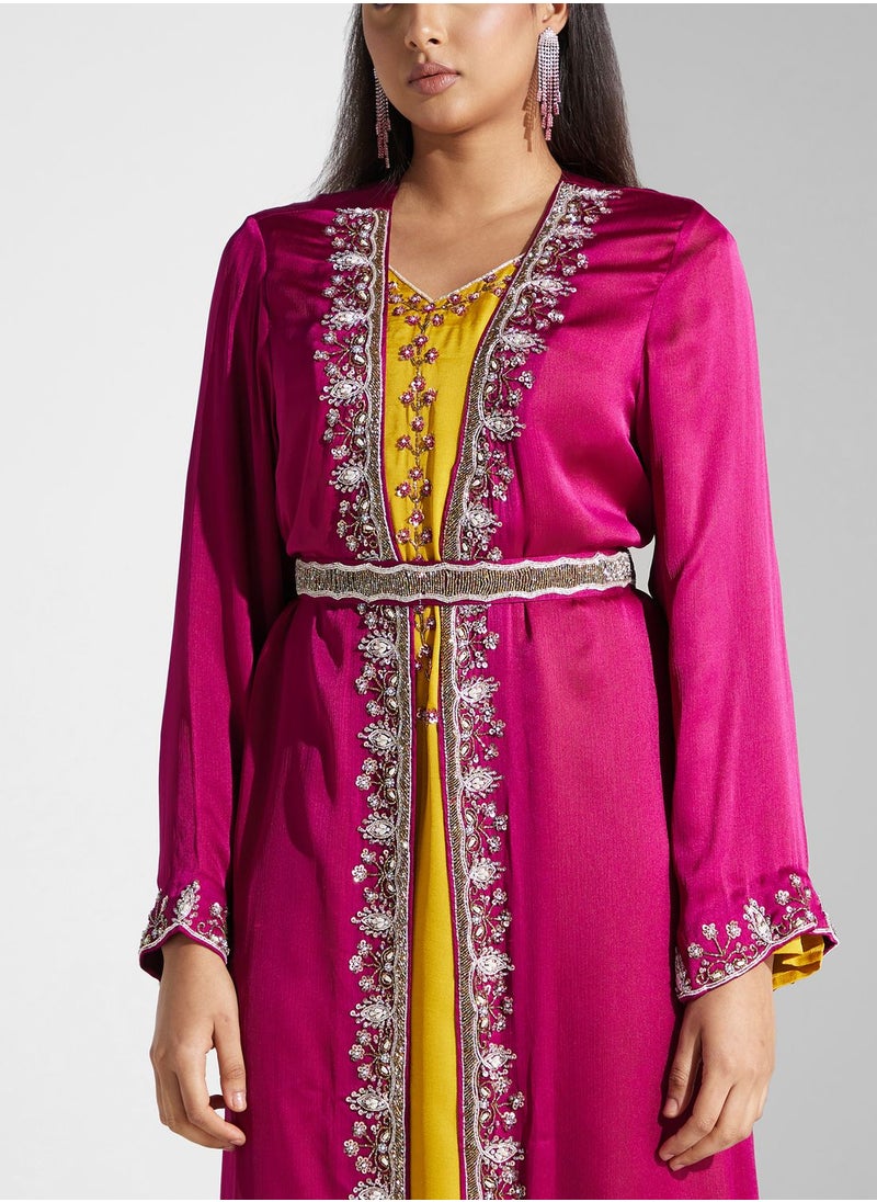 KASHKHA - Embroidered Belted Jalabiya - Image 1