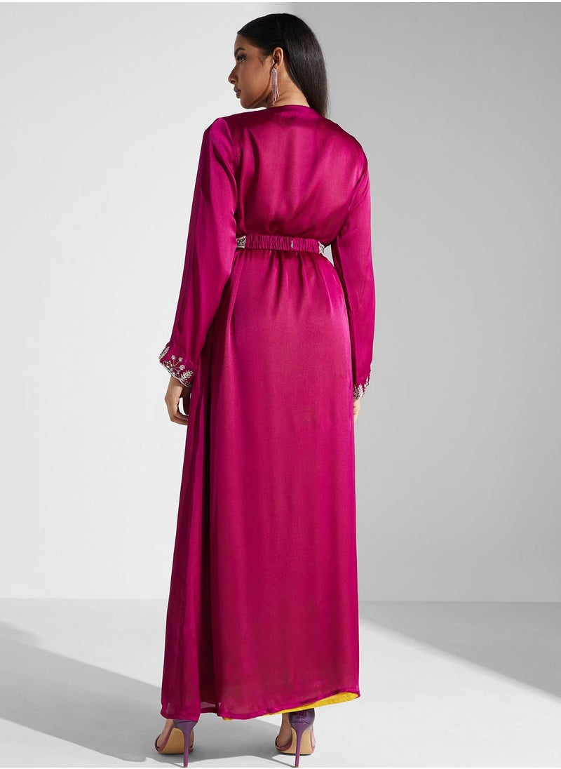 KASHKHA - Embroidered Belted Jalabiya - Image 1