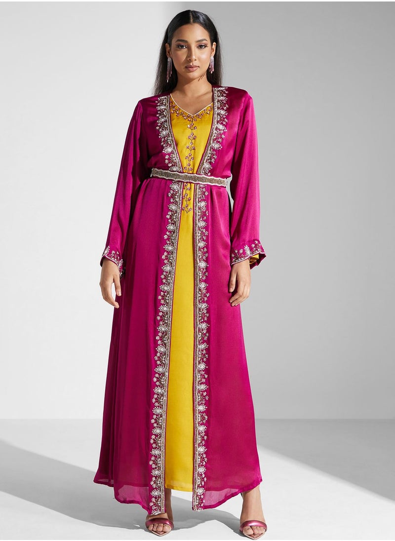 KASHKHA - Embroidered Belted Jalabiya - Image 1