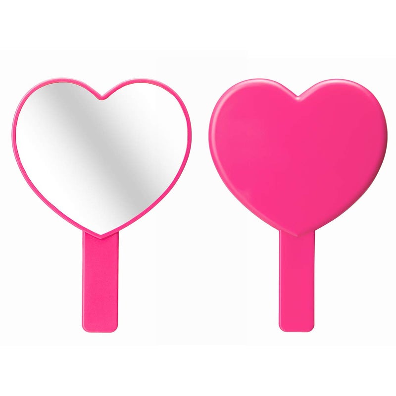 Topyhl 2Pcs Heart-Shaped Makeup Hand Mirror Travel Handheld Mirror Portable Personal Cosmetic Mirror With Handle (Rose Red) - Image 4